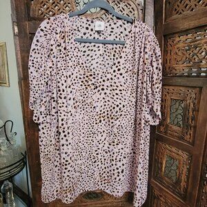 CAbi Seaside Top - Pink Leopard - Size L